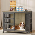 33'' Dog Crate Furniture Large Breed Dog Crate Dog Kennels for Inside Wooden Dog Crates End Table Heavy Duty Indoor Combination Cage for Medium to Large Dogs Maple