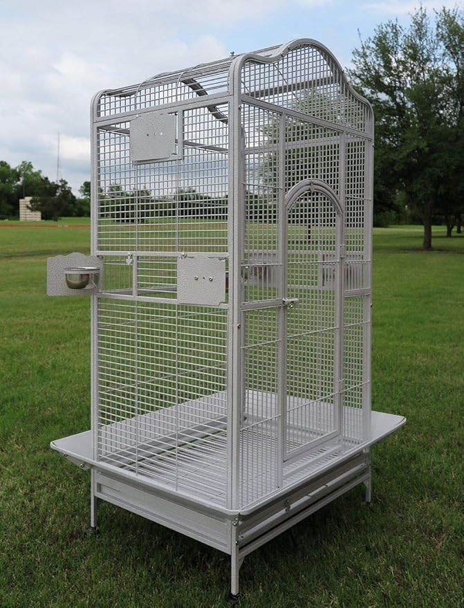 Extra Large Wrought Iron Open/Close Play Top Bird Parrot Cage, Include Metal Seed Guard Solid Metal Feeder Nest Doors Overall Dimensions: 35.25" Wx29.5"x62"H(with Seed Skirt)