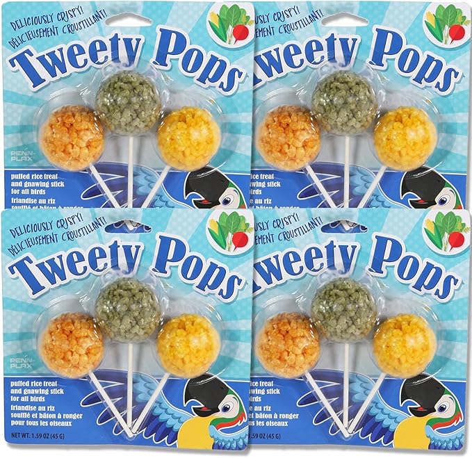 Penn-Plax Bird Treats - 6 Fun, Tasty & Colorful Options to Keep Your Bird Happy and Healthy (4 PC PK-Tweety POPS 3 Pieces)