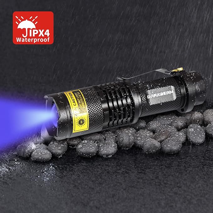 DARKBEAM UV 365nm and 395nm Flashlight Light Wood's Lamp Blacklight Ultraviolet LED Portable Mini Handheld Torch Detector for Dog Urine Pet Stains Anti-counterfeiting Identification Resin Curing