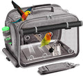 Sanmoncare Airline Approved Bird Carrier, Indestructible Stainless Steel Mesh Parrot Travel Cage, Cockatiels Travel Carrier Lightweight and Portable with Water Bottle and Bowl