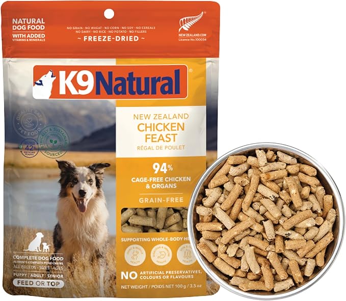K9 Natural - Grain Free Freeze Dried Dog Food Topper - Chicken, 3.5oz