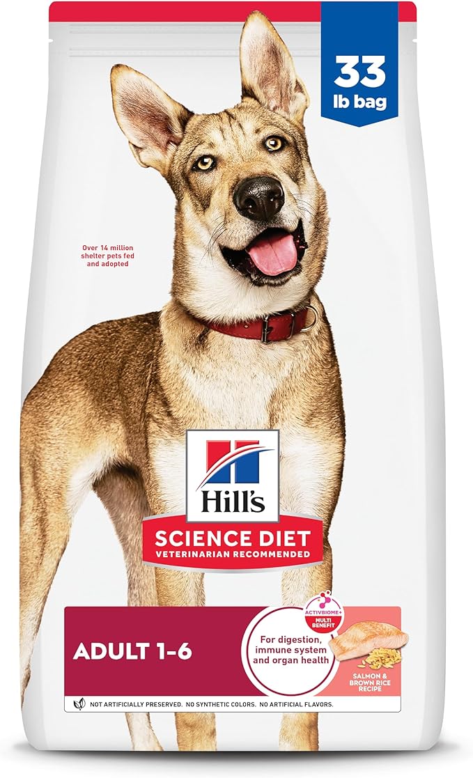 Hill's Science Diet Adult 1-6 Premium Nutrition Dry Dog Food, Salmon & Brown Rice, 33 lb. Bag