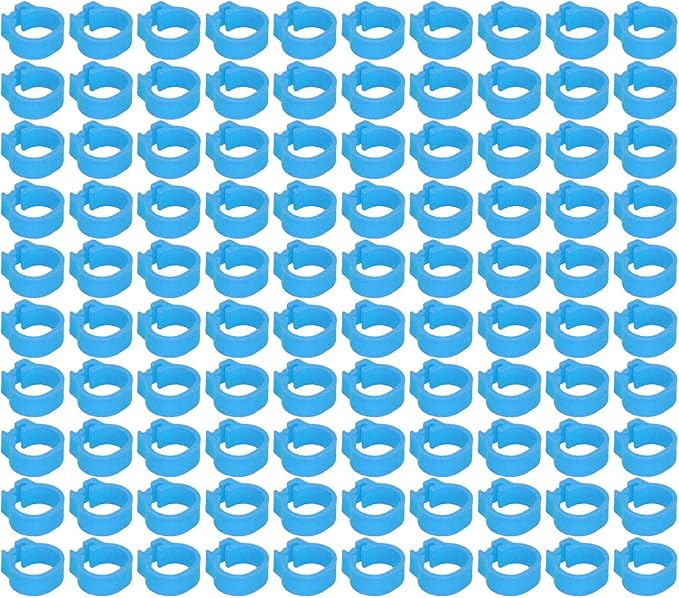Fydun 100PCS S Leg Rings, 8mm Pigeons Identification Poultry Plastic Bird Foot Clip Pool Vacuum Hoses Bands No Words SuppliesOrange Health Supplies Band for Identify Orange (Light Blue)