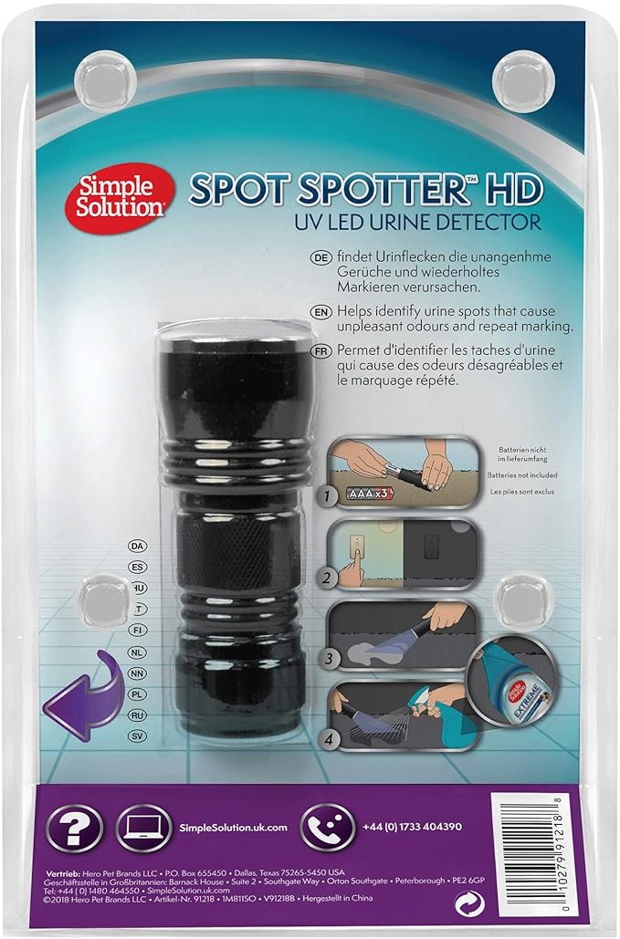 Simple Solution Spot Spotter UV LED Urine Detector Spot and Eliminate Pet Urine Stains and Odours