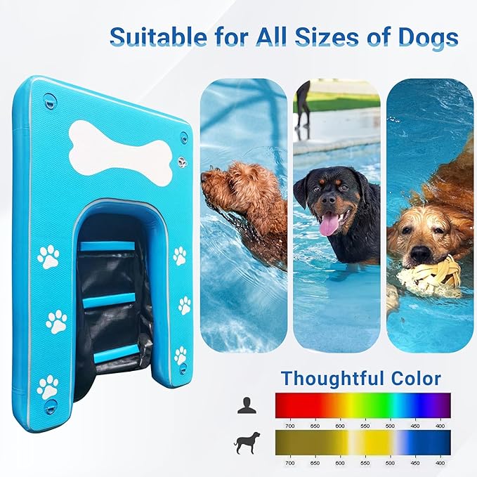 60"x42" Dog Boat Ramp with Thickened Non-Slip Mat, Dog Paw Patterns, Supports Up to 240 lbs, Perfect for Pools, Lakes, and Beaches