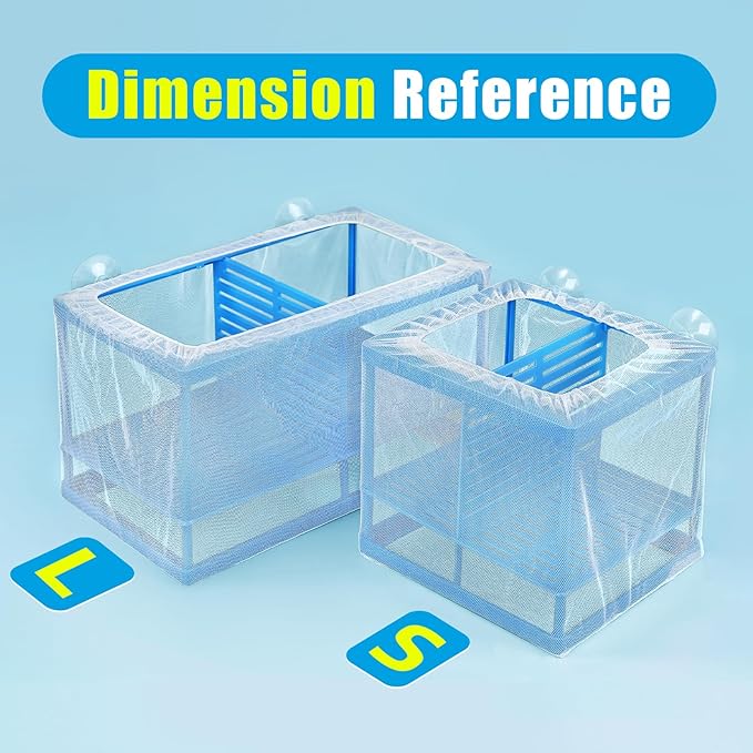 AQUANEAT Fish Tank Breeder Large Mesh Net Fry Saver Aquarium Spawn Hatchery Isolation with Suction Cups Hatchery Incubator for Shrimp Betta