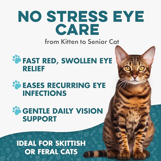 Cat Eye Infection & Vision Care Support, Holistic Vision Support for Cats & Kittens, Soothes Eye Infections, Conjunctivitis, Swelling, and Discharge, Easy to Use, 400 Odorless, Tasteless Pills