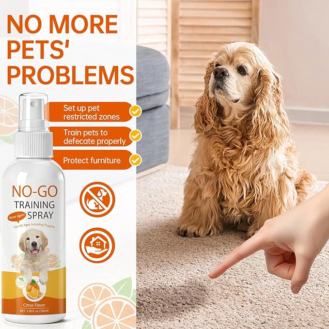 Dog Pee Spray & NO-GO Spray, Indoor & Outdoor Deterrent Spray, Potty Training Spray for Dogs & Cats, Stops Unwanted Chewing, Easy-to-Use Training Set, 3.38 Fl Oz (100ml)