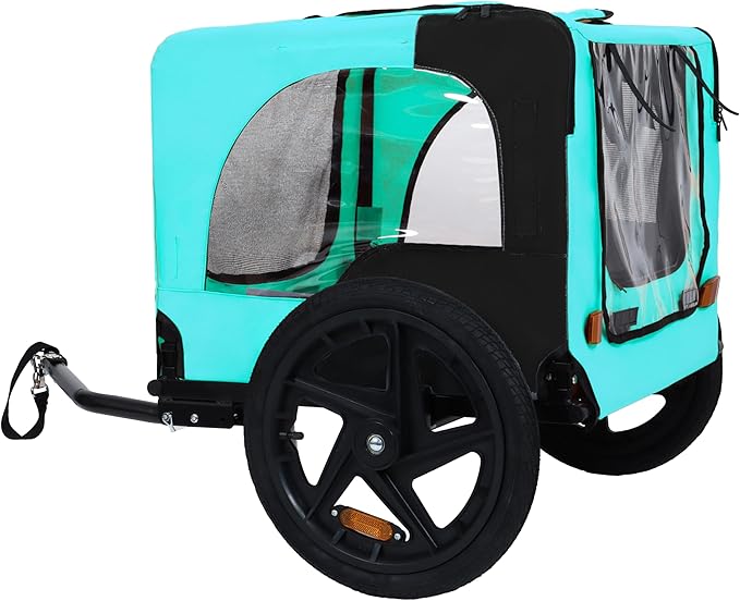 Heavy Duty Dog Bike Trailer with 16" All-Terrain Wheels & Universal Hitch, Foldable Pet/Cargo Carrier for Bicycles, Camping, Hiking