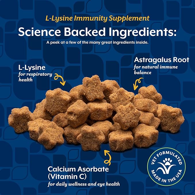 NaturVet L-Lysine Immune Support Plus Antioxidants Cat Supplement – Helps Support Eye Health, Immune System for Cats – Includes Amino Acids – 60 Ct. Soft Chews, 30-Day Supply