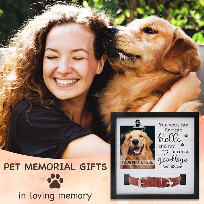 Dog Memorial Gifts for Loss of Dog, Loss of Dog Sympathy Gift Pet Loss Sympathy Frame Box with Collar Holder, Pet Cat Remembrance Bereavement Gift
