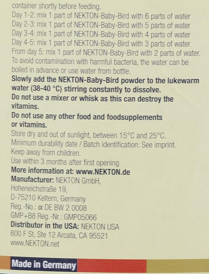 Nekton-Baby-Bird Handfeeding Formula For Birds 3000G (6.6Lb)