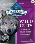 Blue Buffalo Wilderness Trail Toppers Wild Cuts Wet Dog Food, High-Protein & Grain-Free, Made with Natural Ingredients, Chunky Beef Bites in Hearty Gravy, 3-oz. Pouches, (24 Count)