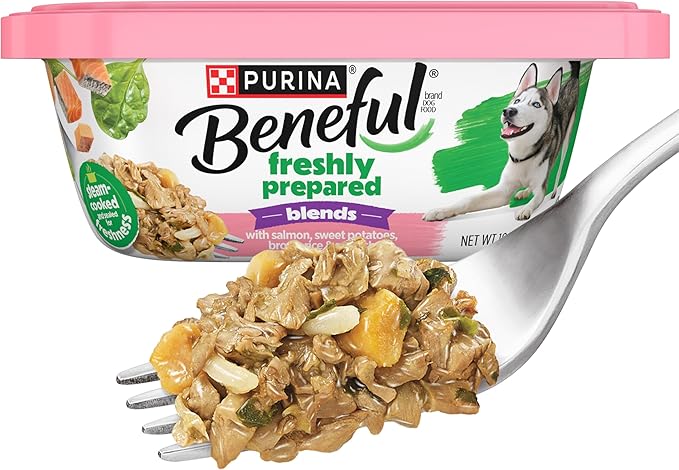Purina Beneful Freshly Prepared Blends Wet Dog Food With Salmon, Sweet Potatoes, Brown Rice and Spinach - (Pack of 8) 10 oz. Tubs