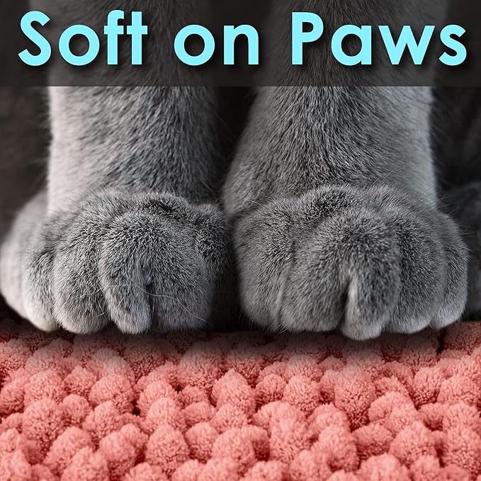 CatGuru Cat Litter Mat, Medium, Extra Large, XXL, Waterproof Litter Box Mat, Non Slip Kitty Litter Mat, Machine Washable Litter Trapping Mat, Soft Litter Tray, Cat Stuff (XL, Coral/Heavy-Duty)