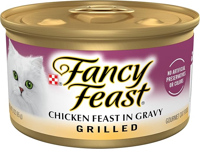 Purina Fancy Feast Grilled Wet Cat Food Chicken Feast in Wet Cat Food Gravy - (Pack of 24) 3 oz. Cans