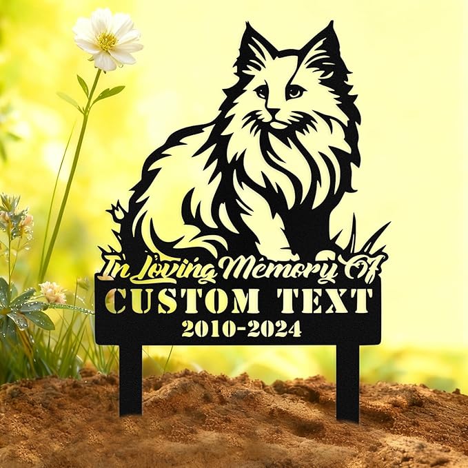 Custom Cat Grave Marker Outdoor, Personalized Metal Cat Memorial Grave Stake with Name and Date, Outdoor Waterrproof Cats Memorial Plaque
