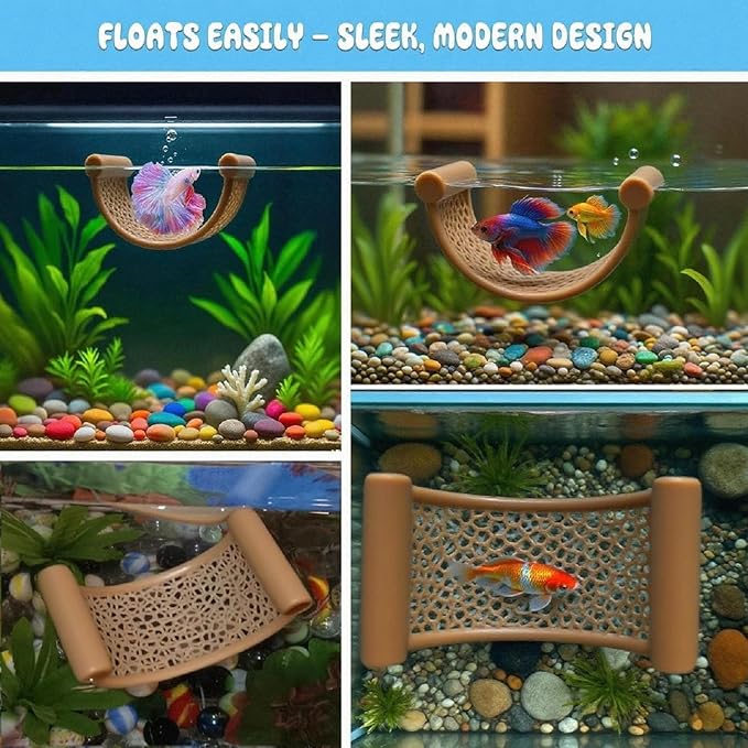 Natural Wood Betta Hammock - Floating Resting Log for Bettas, Shrimp & Nano Fish - Aquarium Hideout, Fish Tank Decor, Aquatic Perch for Small Tanks