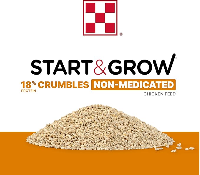 Purina Start and Grow | Non-Medicated Chick Feed Crumbles | Nutritionally Complete - 5 Pound (5 lb) Bag