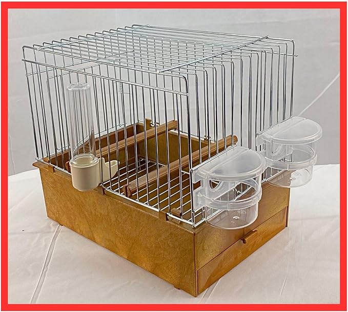 2GR Song Cage for Show Training, Lightweight Exhibition Bird Cage Ideal for Canaries, Finches, and Lovebirds, Travel Bird Cage with Two Feeders, One Drinker and Plastic Tray