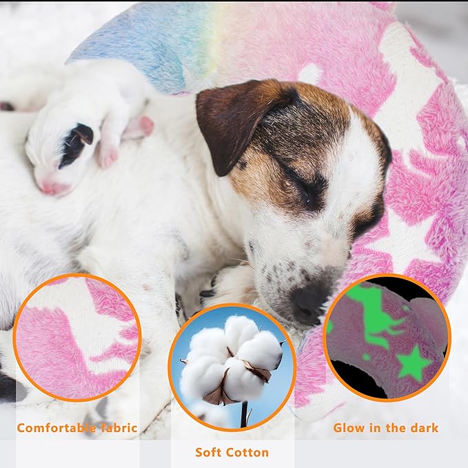 Pet Calming Pillow for Dogs, Soft U-Shaped Pillow Glow in The Dark, Joint Relief, Sleep Comfortably,Suit for Small, Medium, Large Dogs, Fluffy Pet Neck Pillow (S-Light Pink)
