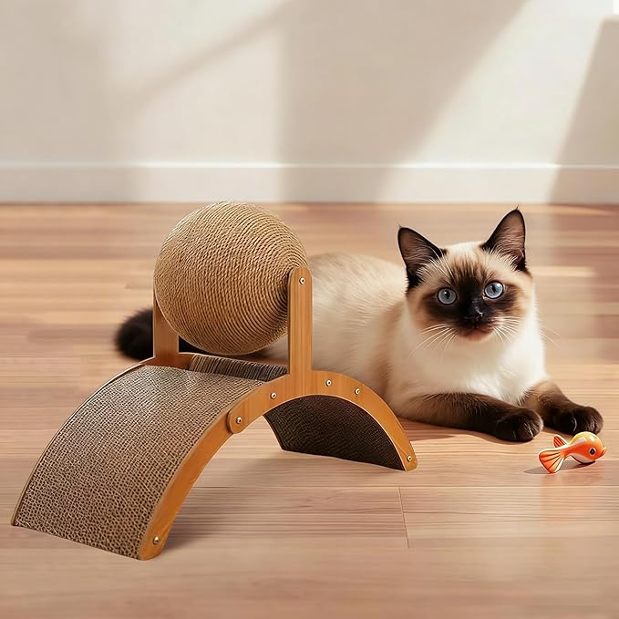 Interactive Scratch Pad for Cats,Ferris Wheel Design,Cat Scratching Post Design with Arch Bridge Balls-Stylish Cat Scratching Board for Kittens,Relieving Stress,Nail Grinding Biting Prevention