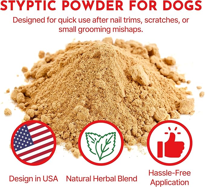 Styptic Powder for Dogs–Quick Stop Bleeding for Dogs Nails, Minor Cuts, Scratches–Blood Stop Powder with Herbal Support,Gentle & Sting-Free–5.3 oz Styptic Powder for Grooming,Vets,Pet First Aid Kits