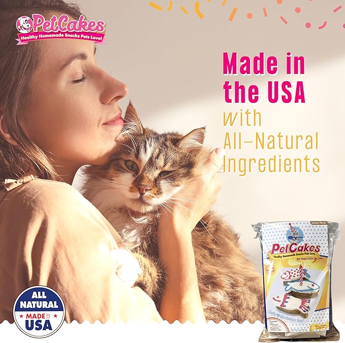PetCakes Cat Birthday Cake Kit - All Natural Treats - Kitten & Cats Turkey Flavor Cat Food - 5.5 Oz