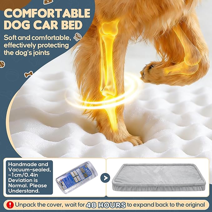 Dog Car Bed, Non-Slip Backseat Extender Pet Mat, Removable Washable Dog Bed for SUVs, Sedans & Trucks, Anti-Slip Travel Bed for Dogs, Easy Clean & Scratch-Proof & Comfort (No Backseat Extender)