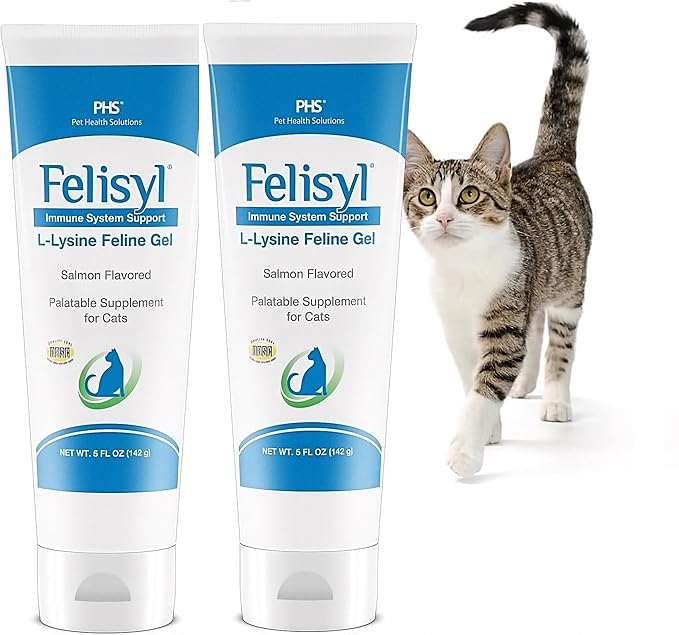 L-Lysine Gel for Cats & Kittens (5oz) – Immune System, Respiratory & Eye Health Support. Reduces Sneezing, Runny Nose & Watery Eyes. Daily Salmon-Flavor Supplement – Made in USA (2 Pack)