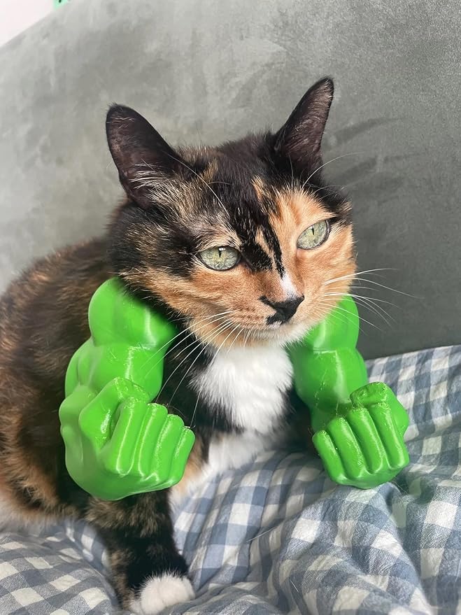 Creative Cat Muscle Arms, 3D Printed Cat Muscle Arm, Halloween Costume Accessory,Funny Muscle Arms for Cats,Cats with Muscular Arms for Kitten Birthday Party Supplies(Green)