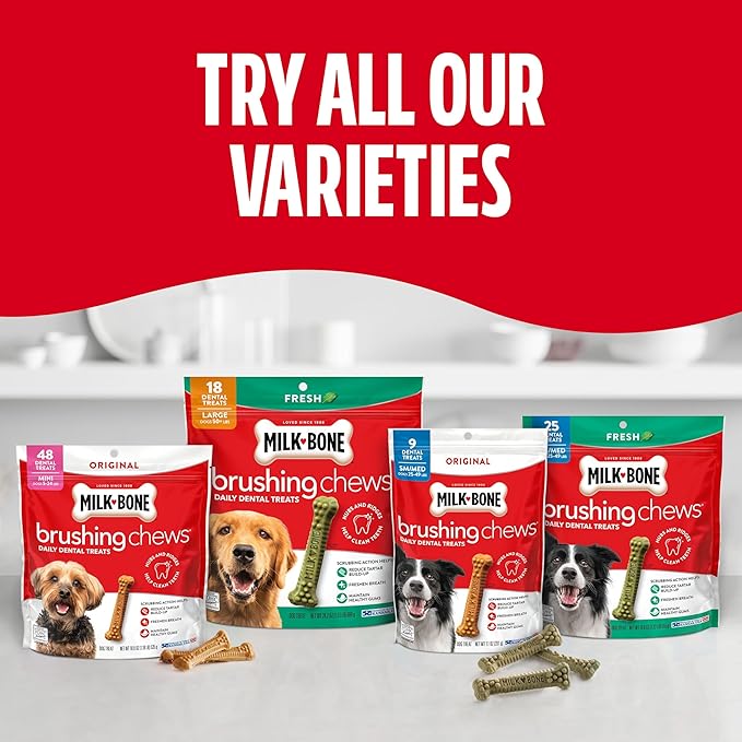 Milk-Bone Brushing Chews Original Chicken Flavor Daily Dental Dog Treats, Small/Medium, 19.6 Oz. Bag