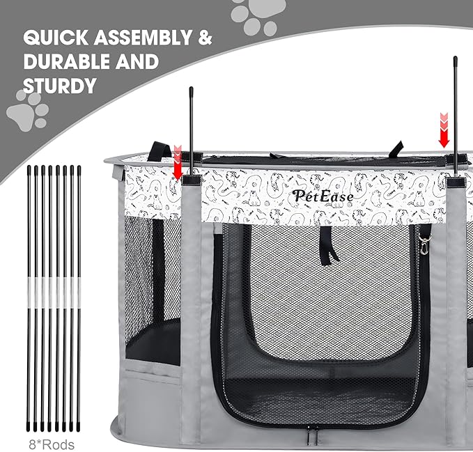 Portable and Foldable Cat Playpen Dog Playpen Small Animal Playepn with Waterproof Bottom, Foldable Pet Cage for Rabbit Puppy Hamster, Indoor/Outdoor Use