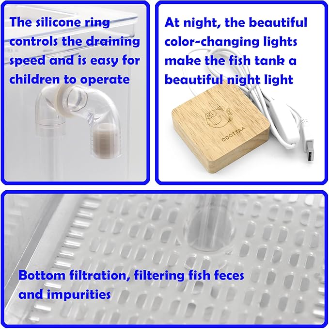 My 1st Fish Tank™ : Gen 2, Mini Fish Tank Aquarium Starter Kit 1 gal, Professional for Betta, Easny Maintain, Self Cleaning System-Only Add Water, Beautiful Color Changing LED Light, Color Box