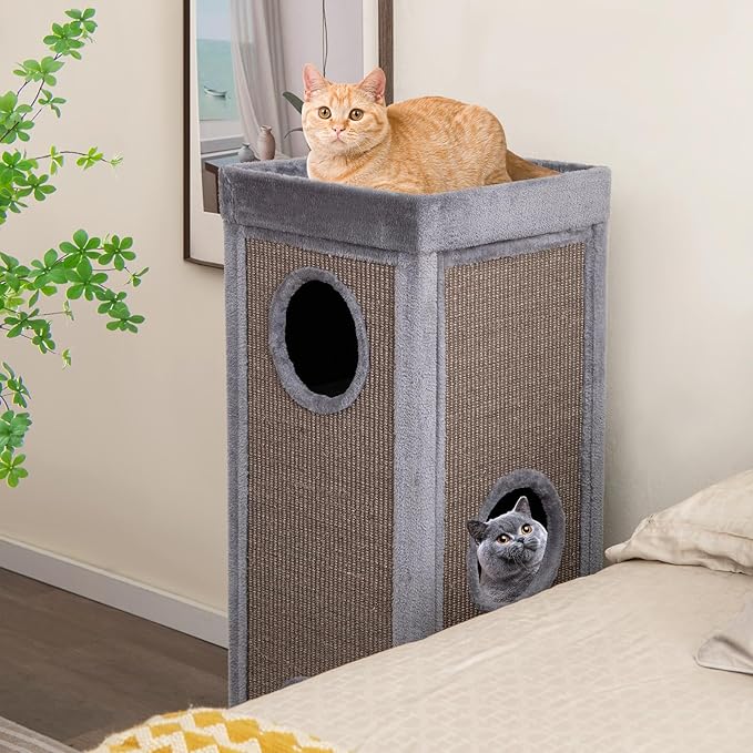 Tangkula 4 Story Cat Tree Condo, 39 Inch Multi-Layer Cat House with Sisal Scratch Pad, 3 Hideaways, Removable Soft Top Plush Bed, Barrel-Shaped Pet House Tower for Indoor Cats, Modern Cat Furniture