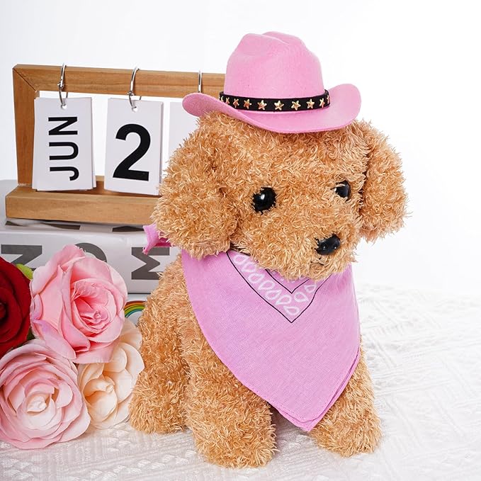 choyaxo Halloween Costumes for Dogs Cat Pet Cowboy Costume Cowboy Hat with Bandana Set for Halloween, Christmas, Holiday, Party, Cosplay (Pink, Medium)