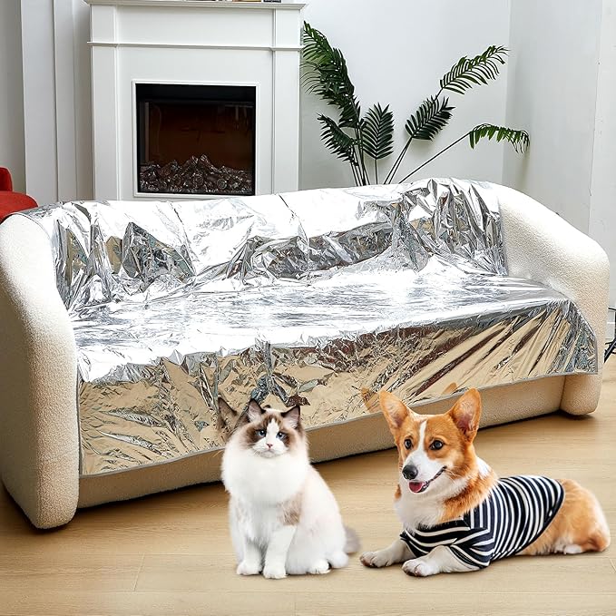 Kigley 1 Pcs Pet Deterrent Mat to Keep Dogs Off Couch, Non-Electric Cat & Dog Deterrent Mat Pain Free Couch Covers to Keep Pets Off Furniture Bed Indoor (66.1" × 59",Khaki)