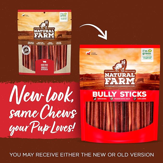 Natural Farm Odor Free Bully Sticks (7 Inch, 10 Pack), 100% Beef Pizzle Chews for Pups, Small and Medium Dogs - Fully Digestible & Best Natural Dental Treats to Keep Your Dog Busy & Happy