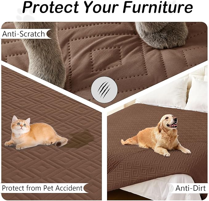 hyha Waterproof Dog Blanket, Soft Dog Bed Cover Pet Blankets, Waterproof Sofa Couch Cover for Dogs Washable, Reversible Pet Couch Covers for Sofa Furniture (30x53 Inch, Brown/Brown)