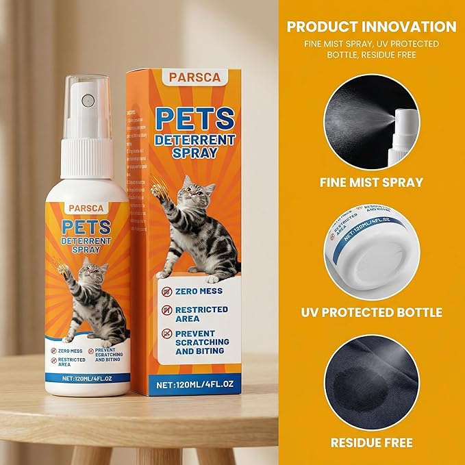 Cat Repellent Spray, Cat Deterrent Spray - Indoor & Outdoor Training Safe, Protect Furniture, Sofas, Rugs, Restricted Areas-for Behavior, Natural, Effective 120 ML/4FL.OZ
