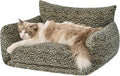 Hollypet Cat Bed Fluffy Plush Mutifuctional Double-Layer Soft Pet Couch Orthopedic Sofa Nest Beds for Small Cats and Dogs, Black Leopard (25x20x13 inch)