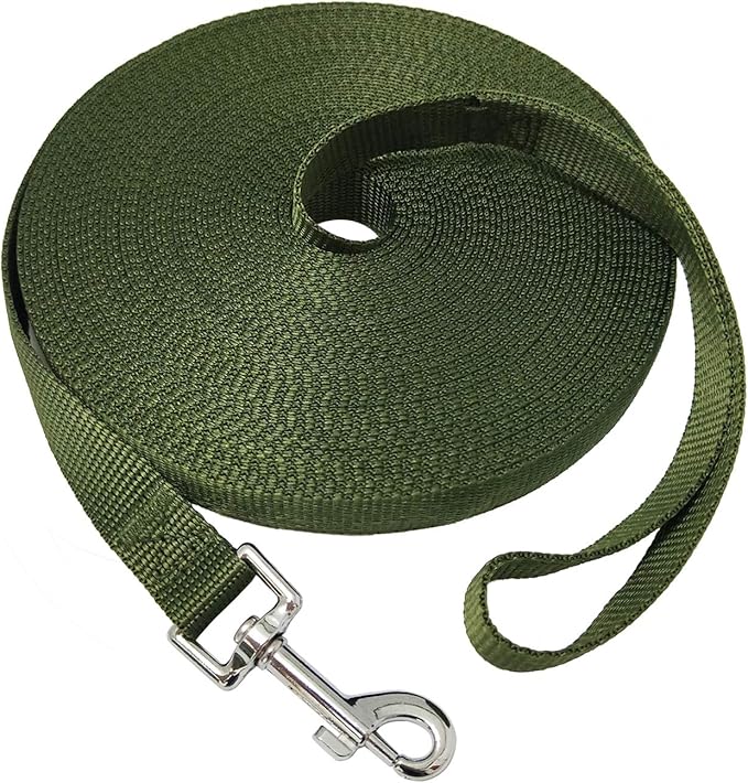 Nylon Training Dog Leash for Small Medium Large Dogs, 15ft 20ft 30ft 50ft Long Leash Dog/Puppy Lead for Obedience Recall Training, Camping (50ft, Green)