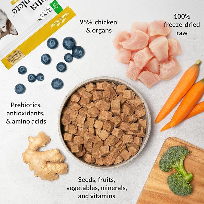 ULTIMATE PET NUTRITION Nutra Complete, 100% Freeze Dried Veterinarian Formulated Raw Dog Food with Antioxidants Prebiotics and Amino Acids, (1 Pound (Pack of 4), Chicken)