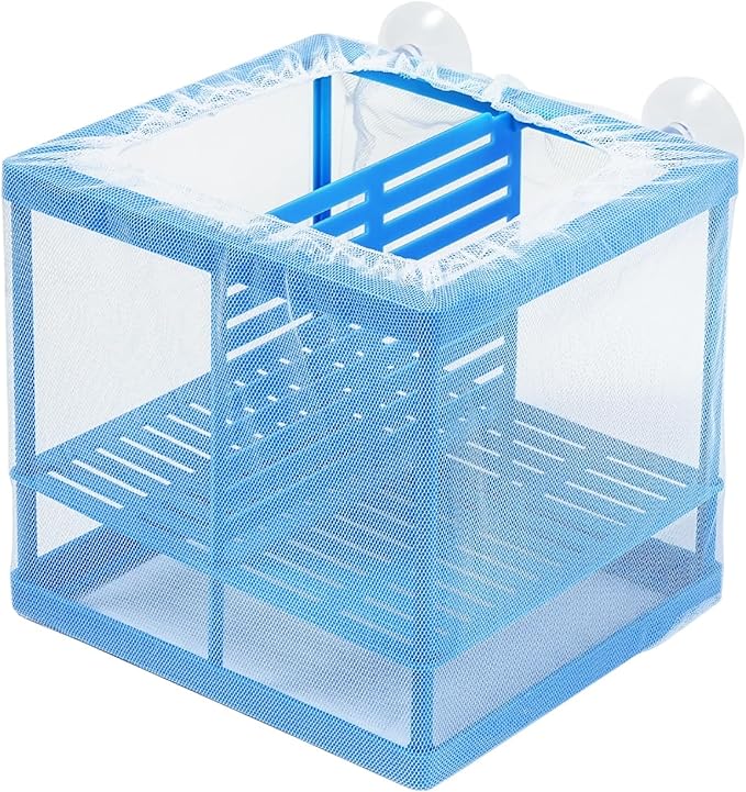 AQUANEAT Fish Tank Breeder Small Mesh Net Fry Saver Aquarium Spawn Hatchery Isolation with Suction Cups Hatchery Incubator for Shrimp Betta