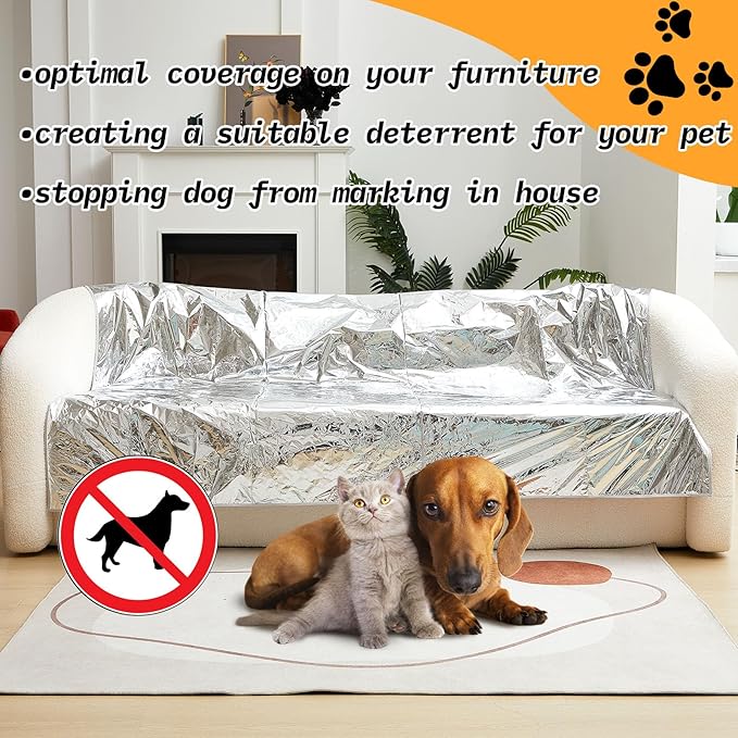 Kigley 2 Pcs Pet Deterrent Mat to Keep Dogs Off Couch, Non-Electric Cat & Dog Deterrent Mat Pain Free Couch Covers to Keep Pets Off Furniture Bed Indoor (72.05" × 56.30",Cream)