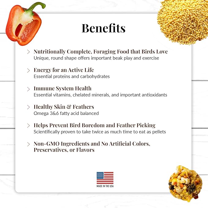 LAFEBER'S El Paso Nutri-Berries Pet Bird Food, Made with Non-GMO and Human-Grade Ingredients, for Small Birds, 10oz (Pack of 2)