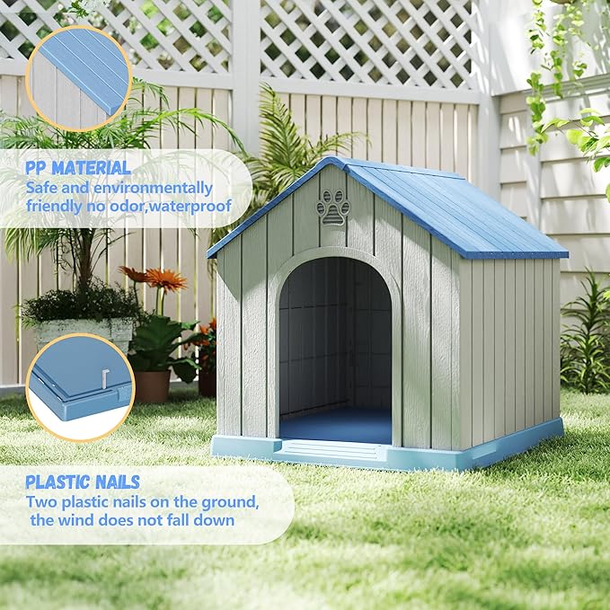 DRATO Dog House Resin Outdoor Dog Kennel - Weatherproof Small Dog House for Indoor Use