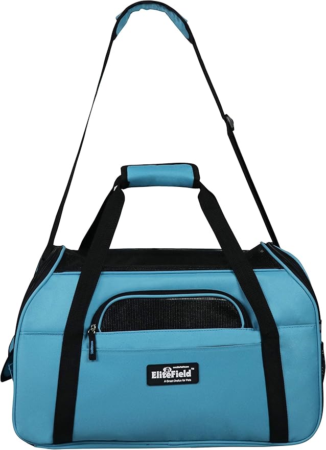 EliteField Soft Sided Pet Carrier (3 Year Warranty, Airline Approved), Multiple Sizes and Colors Available (Medium: 17.0" L x 9.0" W x 12.0" H, Sky Blue)