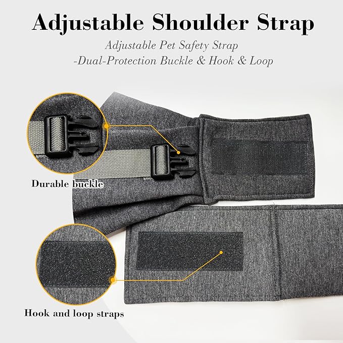 Dog Sling Carrier for Small Dogs Cats up to 15 lbs - Hands Free Puppy Carrier Bag (Plus Size L) - Ergonomic Padded Shoulder Strap & Safety Hook Based on Owner's Bust Length, Dark Gray